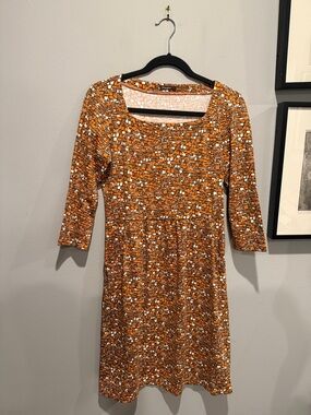 J. McLaughlin Orange Mosaic Print Scoop Neck Dress
